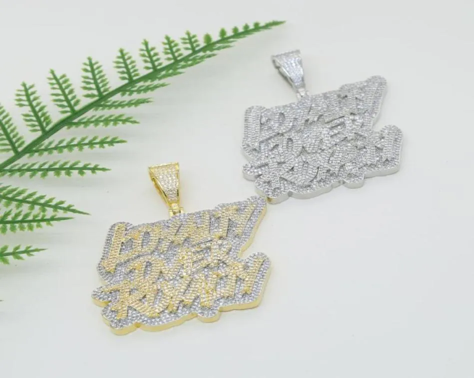 Ketten Zweifarbige Iced Out Loyalty Over Royalty Halskette mit Buchstabenanhänger Hip Hop Bling Zirkonia Buchstaben Charm Herrenschmuck 5694249