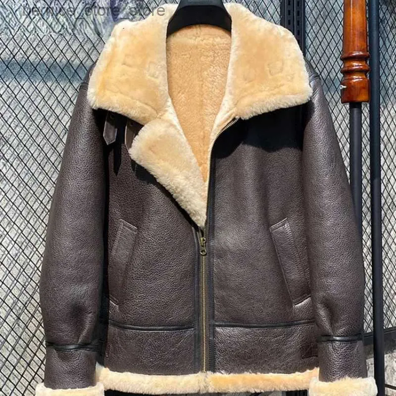 Manteau en fausse fourrure pour hommes veste en cuir véritable chaud naturel vêtements pour hommes manteaux réels vestes en fourrure de mouton originales costume de vol S Q231212