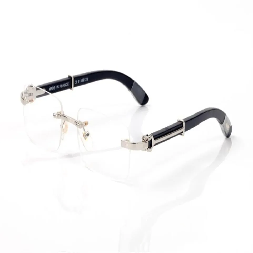 Mode matériel en bois lunettes montures sans monture hommes femmes lunettes de lecture montures lunettes noir corne de buffle lunettes lunettes fem239C