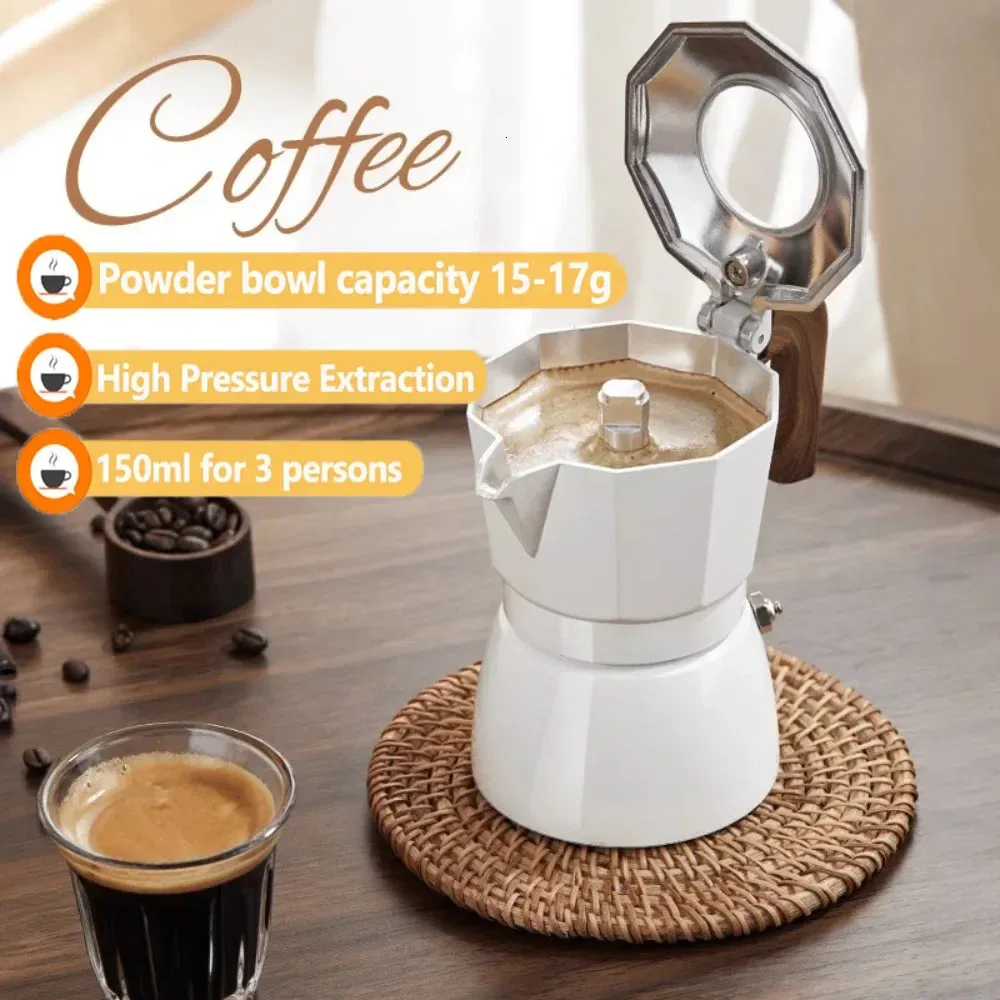 コーヒーポット150mlダブルポット3人用エスプレッソction moka屋外醸造高温コーヒーウェアティーウェア231214