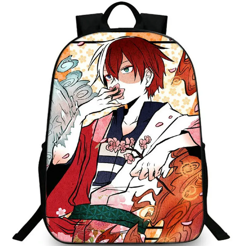 Todoroki Shoto Backpack My Hero Academia Daypack Fire Roal Bag Bagsack Packsack Print Rucksack Picture Schoolbag Photo Pack