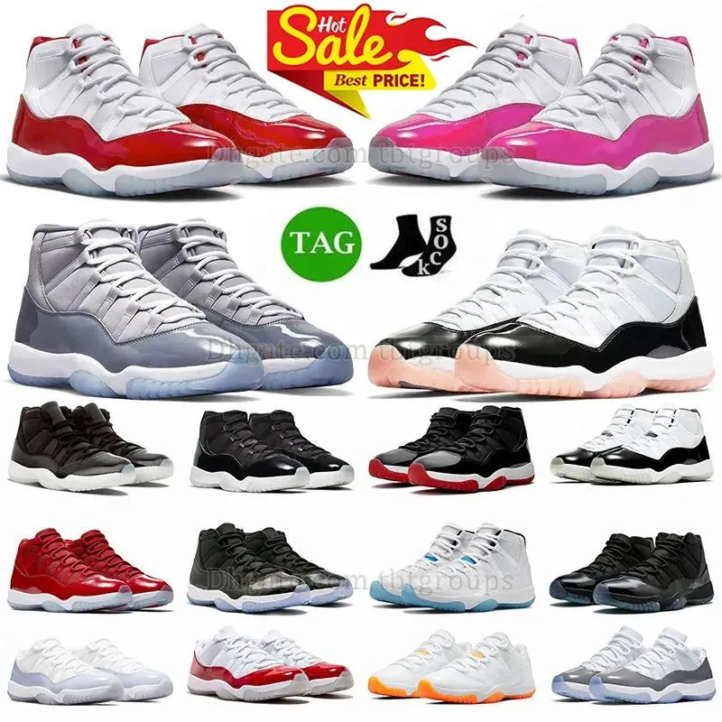 Jumpman 11 bball shoes Unisex Big Size US 13 Cherry Red DMP Graditude Low Cool Grey Beaded High Space Jam Cap and Gown Concord Neopolitan Pink Sneakers