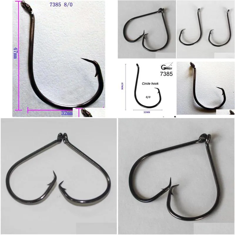 Fishing Hooks 50Pcs 8/0 High Carbon Stainless Steel Chemically Sharpened  Octopus Circle Ocean Fishing Hooks 7385 Fish Hook Drop Delive Dh9Ag