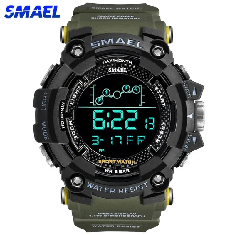 Wristwatches SMAEL Mens Watch Military Waterproof Sport WristWatch Digital Stopwatches for Men 1802 Military Electronic Watches Male Clock 231214
