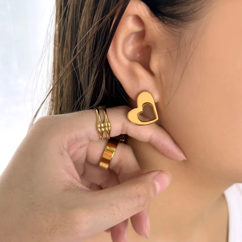 Dubbelskiktad kärleksformade örhängen för kvinnor 2023, rostfritt stål, unik design, ljus lyx, högkvalitativa örhängen och örhängen