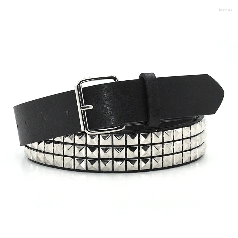 Ceintures de mode punk rivet ceinture mecs mèches de roche cloutée féminine avec boucle d'épingle noire noire