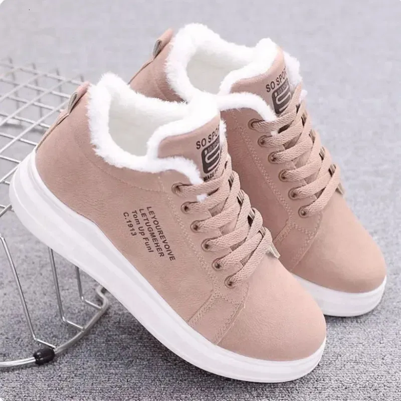 أحذية Women S Shoes Winter Women Warm Fur Plush Lady Lace Lace Up Platform Fashion Sneakers Zapatos de Mujer 231214