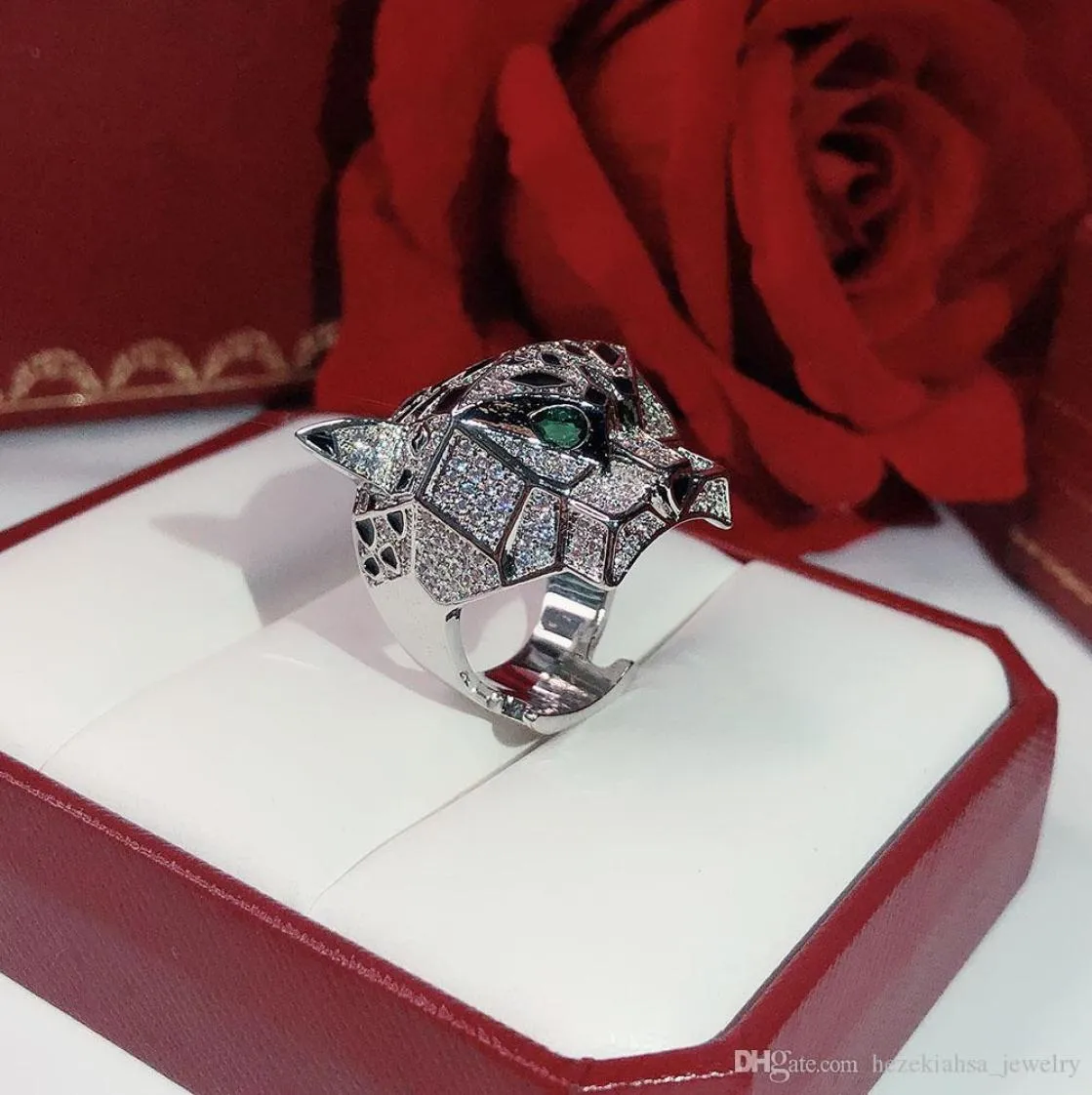 Anello leopardo Marchio Classico Moda Gioielli da festa per le donne Oro rosa Nero Modello Pantera Matrimonio Lussuoso Uomo con perforazione completa037035170