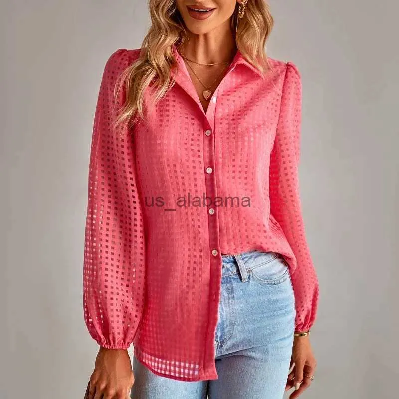 Blouses femme Chemises Mode simple boutonnage Plaid femmes chemise automne à manches longues Blouse décontracté femmes vêtements bureau montre de sport vêtements Blusas 23920 YQ231214