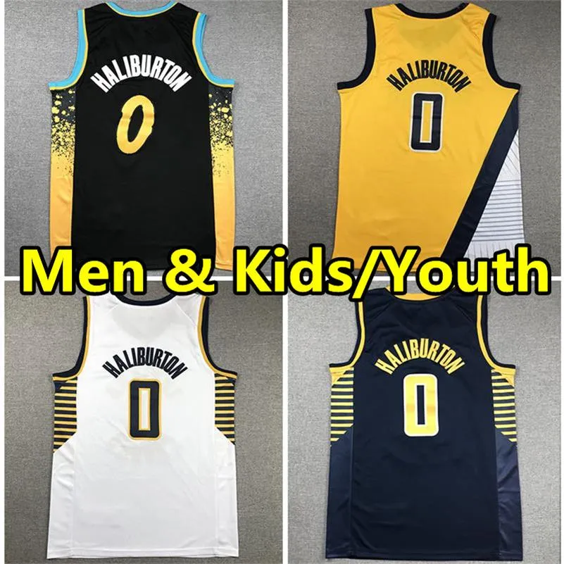 남자 아이들 청소년 #0 Tyrese Haliburton Basketball Jerseys New City Jersey Wear Vest Adult Children