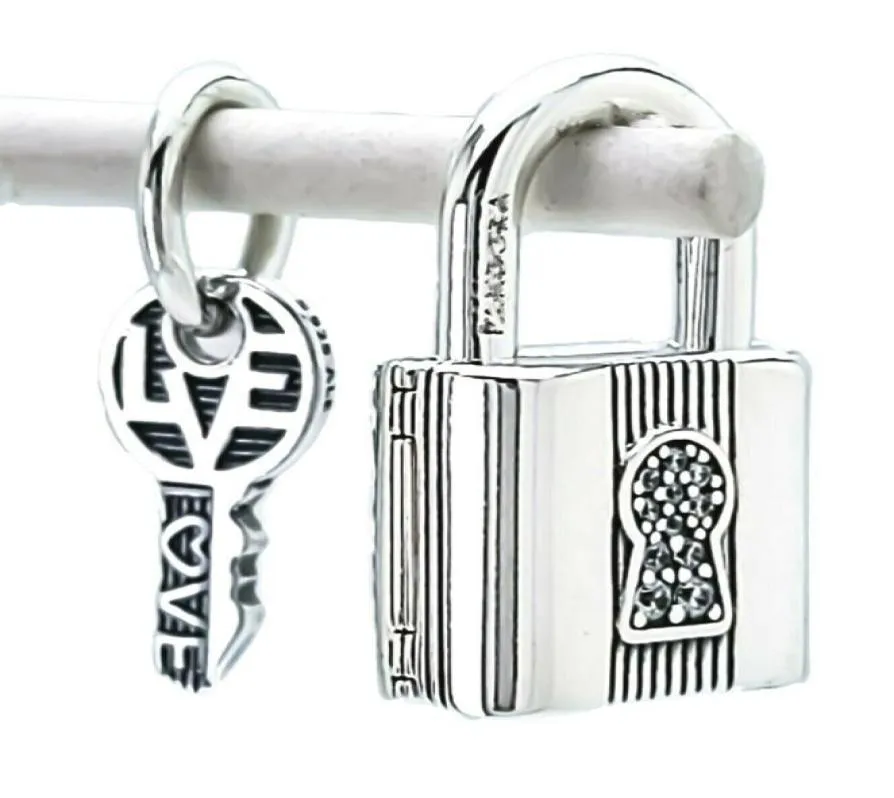 Cadeado e chave balançar charme prata encantos para pulseiras diy jóias fazendo kits contas soltas prata atacado 790088c012366646
