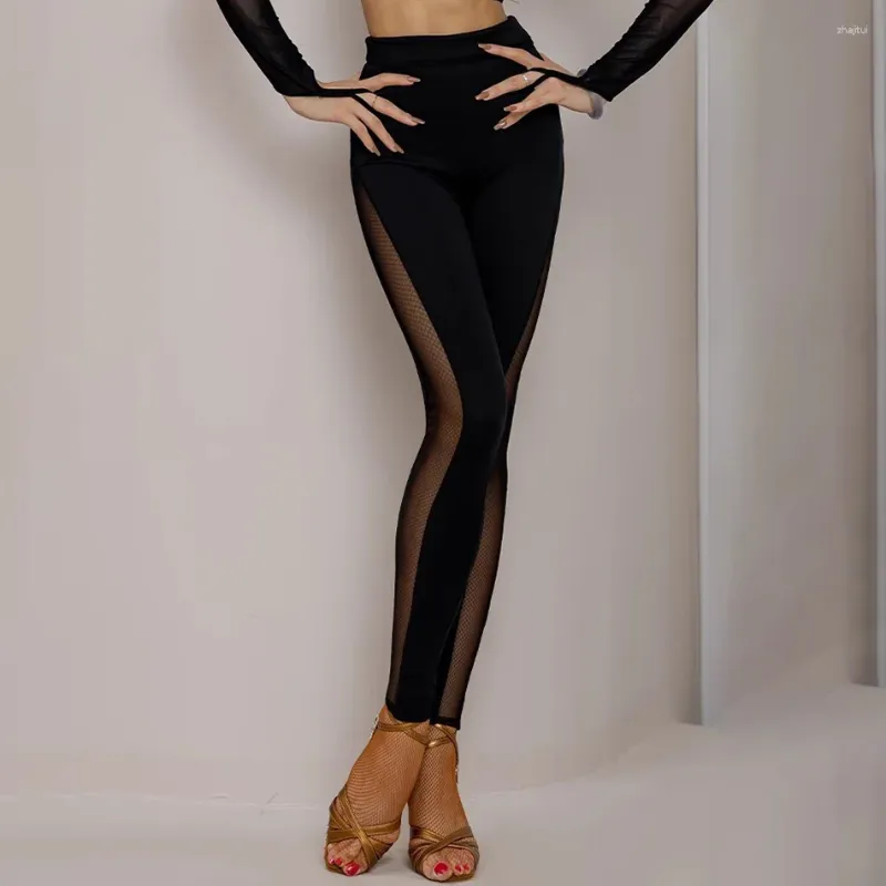 Stage Wear 2023 Femme Tight et Patchwork Design Pantalon Robe de danse latine pour femmes Robes Cha Samba Costumes Dancewear YD249