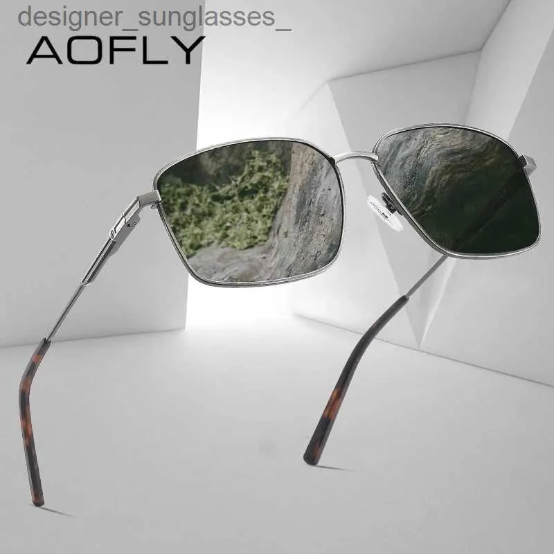 Óculos de sol aofly marca design polarizado óculos de sol masculino quadro de metal primavera dobradiça vintage condução anti-reflexo óculos de sol masculino uv400l231214