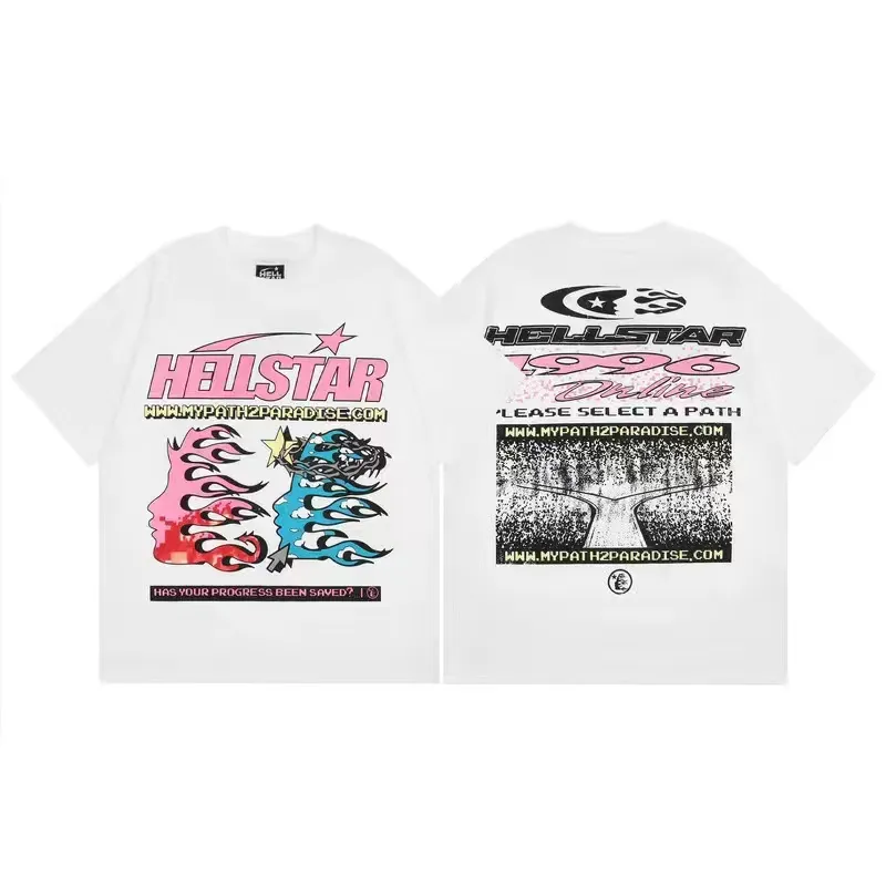 ヘルスターデザイナーメンズTシャツヘルティーテーズメンズシャツの丸い首の首の首を絞った半袖のカジュアルレタープリントカップル30の高品質のマッチング服