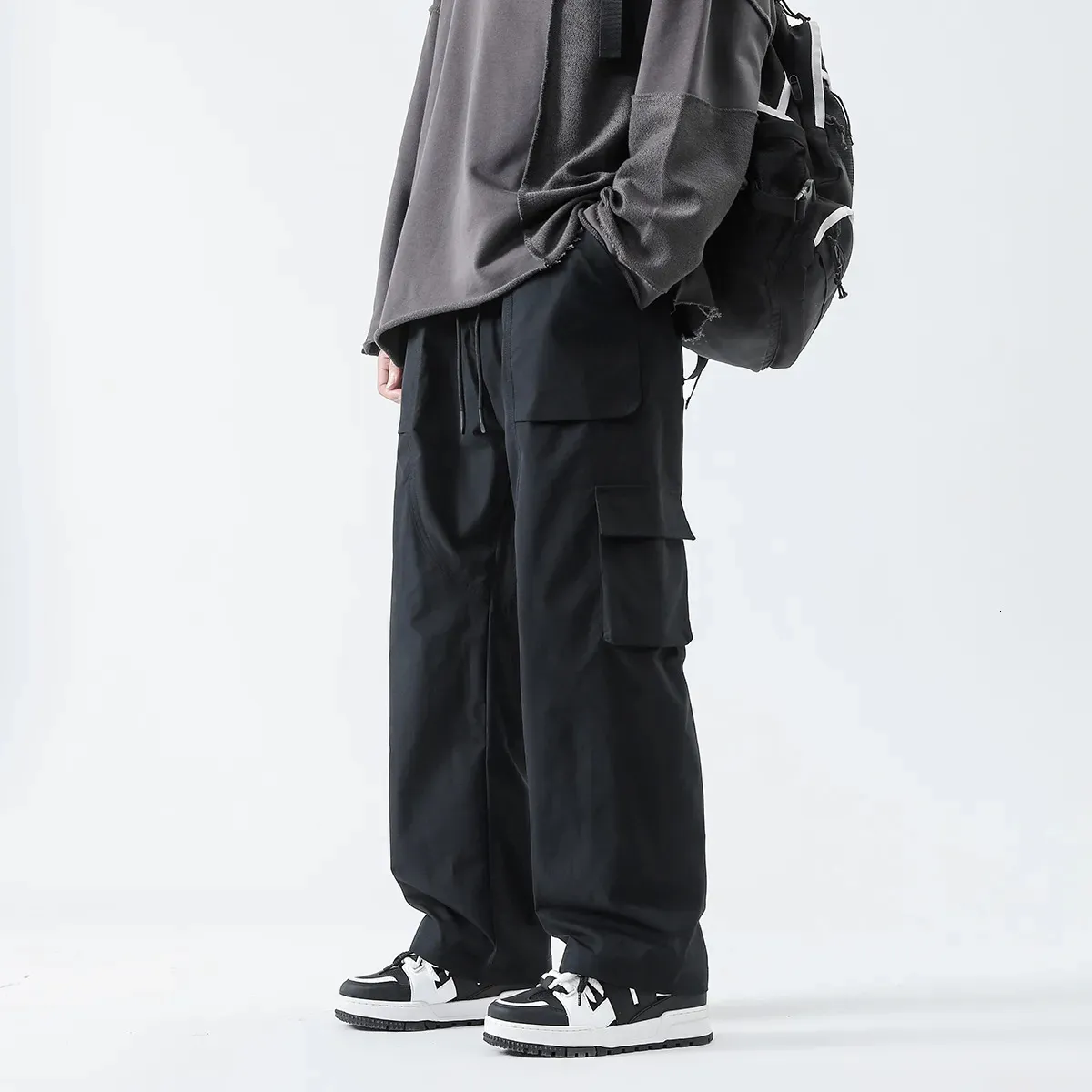 Calças masculinas streetwear hip hop joggers calças de carga homens multi-bolso cintura elástica harem calças masculino harajuku casual mulher sweatpants 231213