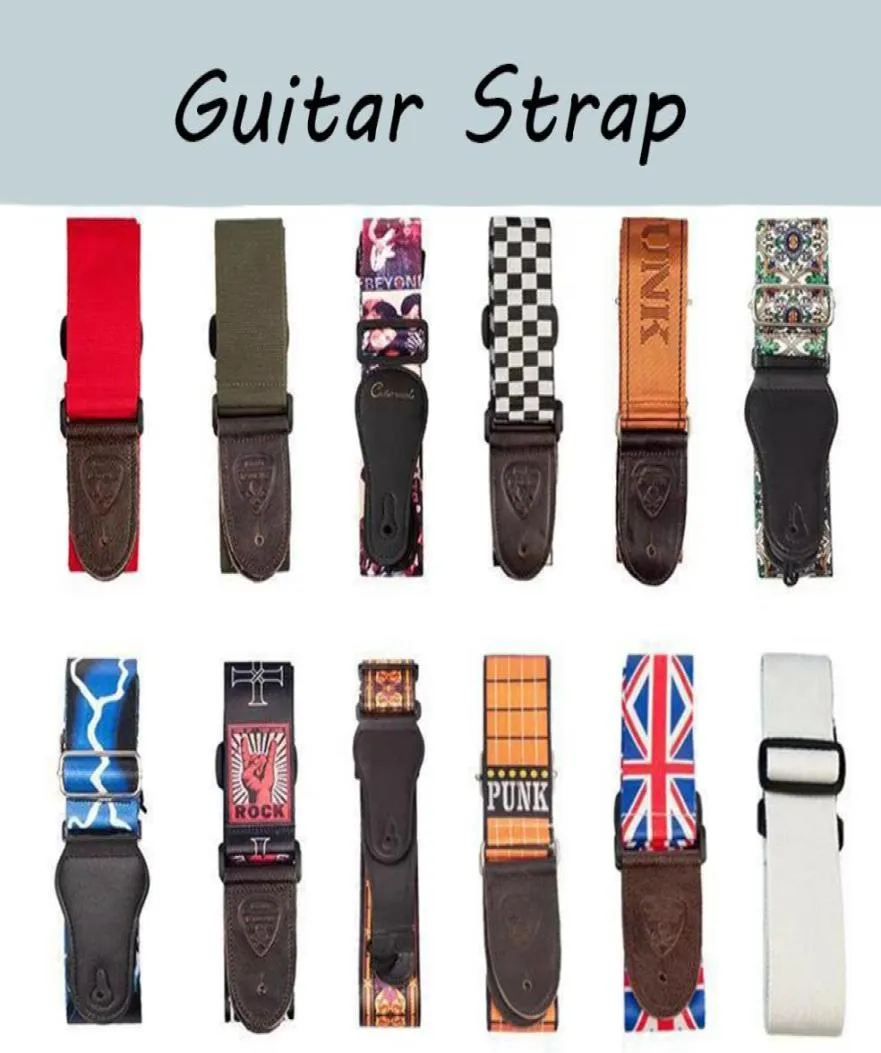 NAOMI Durable Guitar Strap Adjustable Acoustic Electric Bass Strap Guitar Belt Adjustable Colorful Printing Nylon Straps Guitar Pa8823543