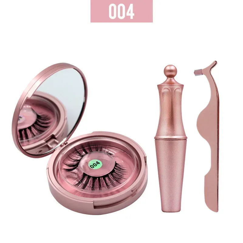 Ibcccndc Magnetic Liquid Eyeliner Eye Makeup Set Easy To Wear Long Lasting Eyeliner False Eyelashes with Tweezers Rose Gold