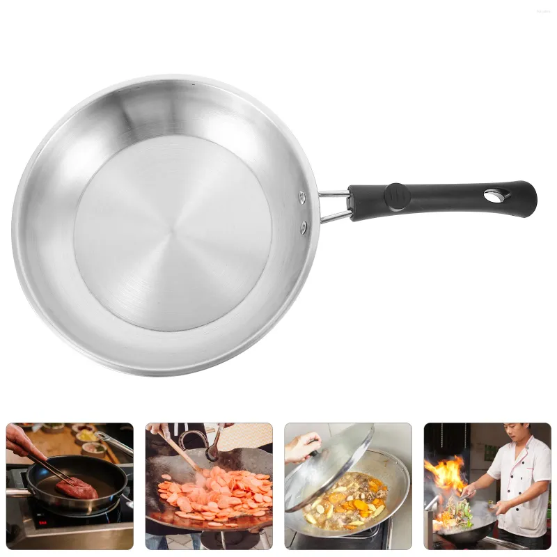 Casserole ronde en acier inoxydable, ustensile de cuisine antiadhésif pour le petit déjeuner, poêle à Omelette, fourniture de cuisine