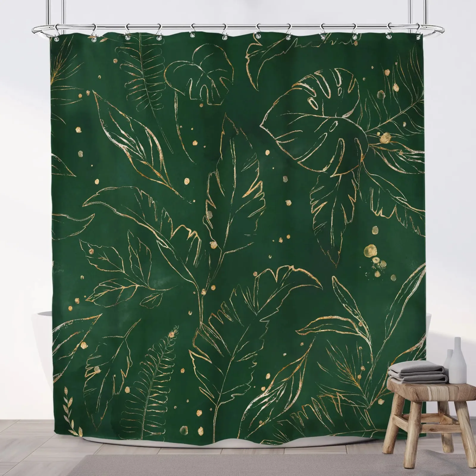 Tenda Da Doccia Fiori Acquerello - Impermeabile 180x200 Cm | Poliestere Lavabile Con Ganci