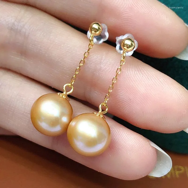 Stud Earrings Natural Freshwater Pearl Ear Studs S925 Sterling Silver Gold Female Leather Light Delicate Show Ornament