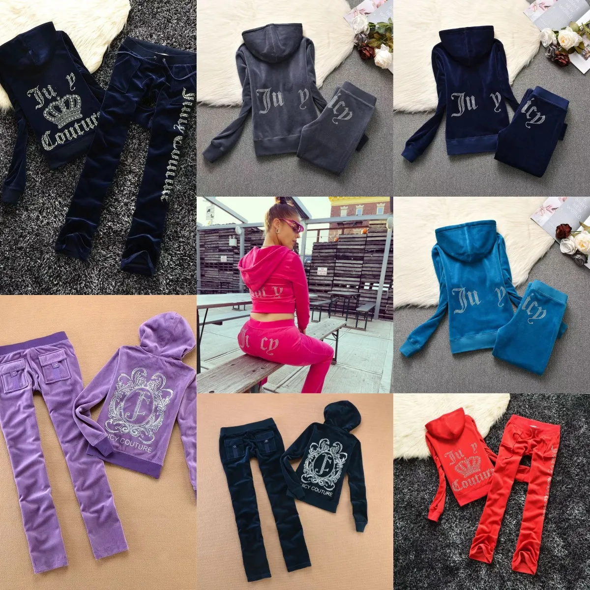 Dwuczęściowe spodnie kobiety Velvet Juicy dressit Kobiet Coutoure Set Track Suit Couture JUCIY COTURE LITETSUITS LITET LITE