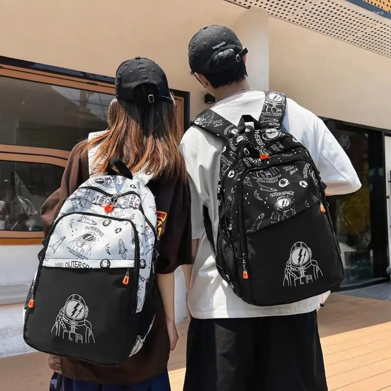 Sacos escolares espaço exterior mochila portátil homens mulheres grande capacidade capa impermeável durável viagem ao ar livre estudante casual mochila