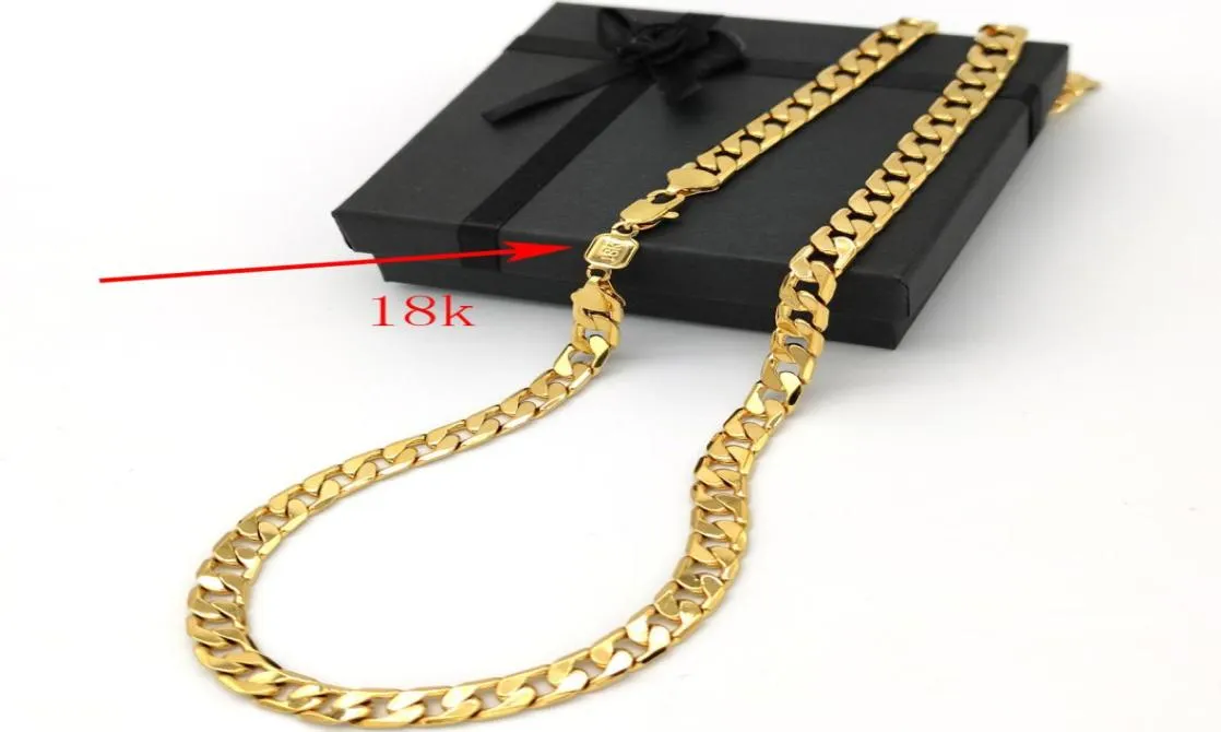 Necklace Flat Cuban Curb Link Chain Solid Gold AUTHENTIC FINISH 18 k Stamp CHINA 600 8 mm Wide 24 inch2031484