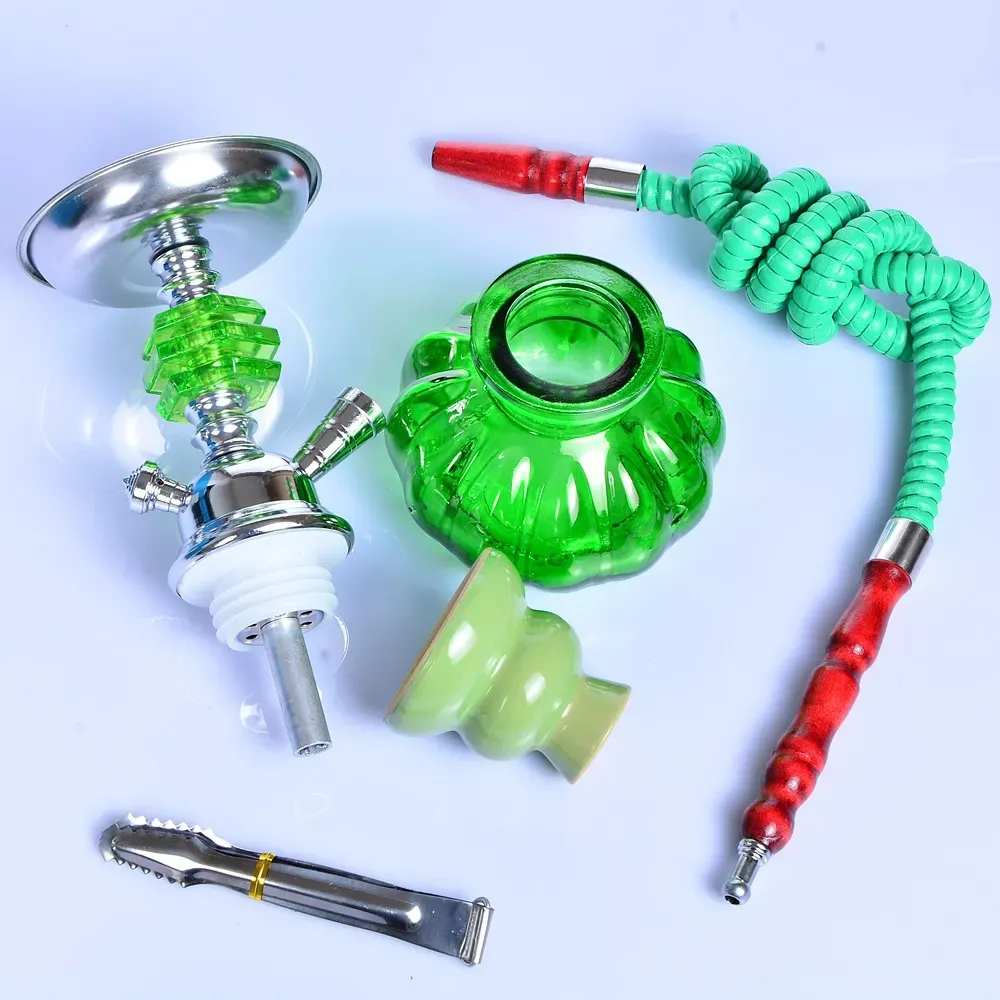 Portable Hookah Shisha Smoking Water pipe Set 10.8inch Cool Mini Colorful Glass Arab Innovative Sheesha Narguil Narghile Nargile Kit Gift