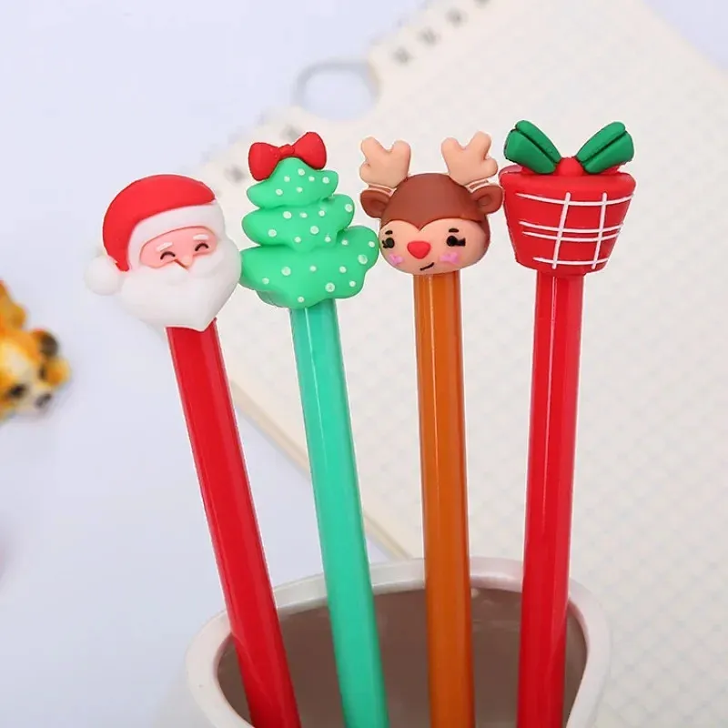 Stylos Gel 24 pièces en gros noël étudiant papeterie prix cadeau à base d'eau dessin animé fournitures de bureau pour l'écriture 231213