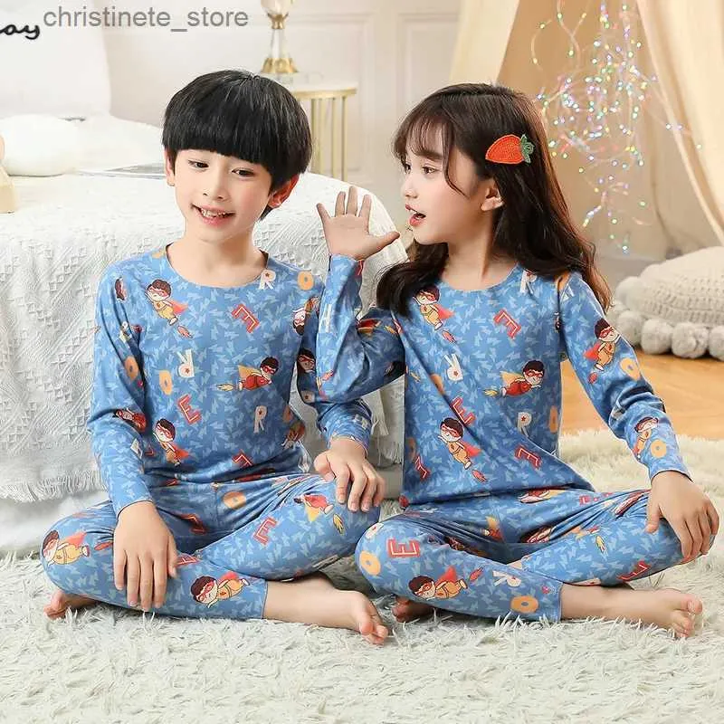 Pyjamas Pyjamas für Kinder Herbst Winter Baby Mädchen Kleidung Pyjama Set Teenager Jungen Casual Nachtwäsche Kinder Thermo-Unterwäsche 2 bis 14 Jahre R231214