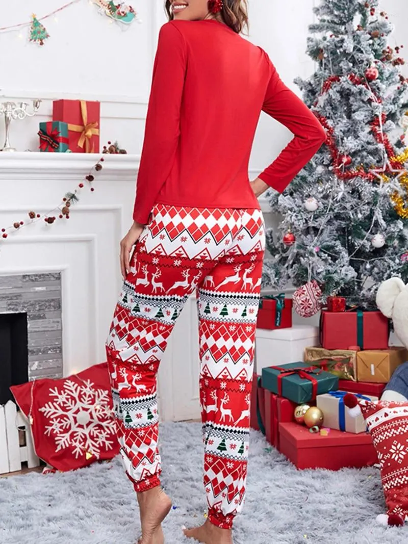 Pyjamas En Coton Pour Femmes Ensemble De Vetements De Nuit Joyeux Noel Pantalons Longs En Treillis Imprimes De Noel Grande Taille Du 23 33 DHgate