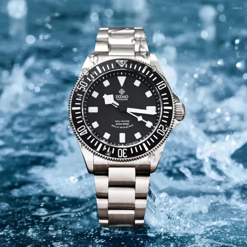 Relojes de pulsera IPOSE IXDAO 39 mm Relojes de buceo mecánicos automáticos para hombres Caja de titanio Cristal de zafiro 200 m Reloj impermeable Recubrimiento BGW-9