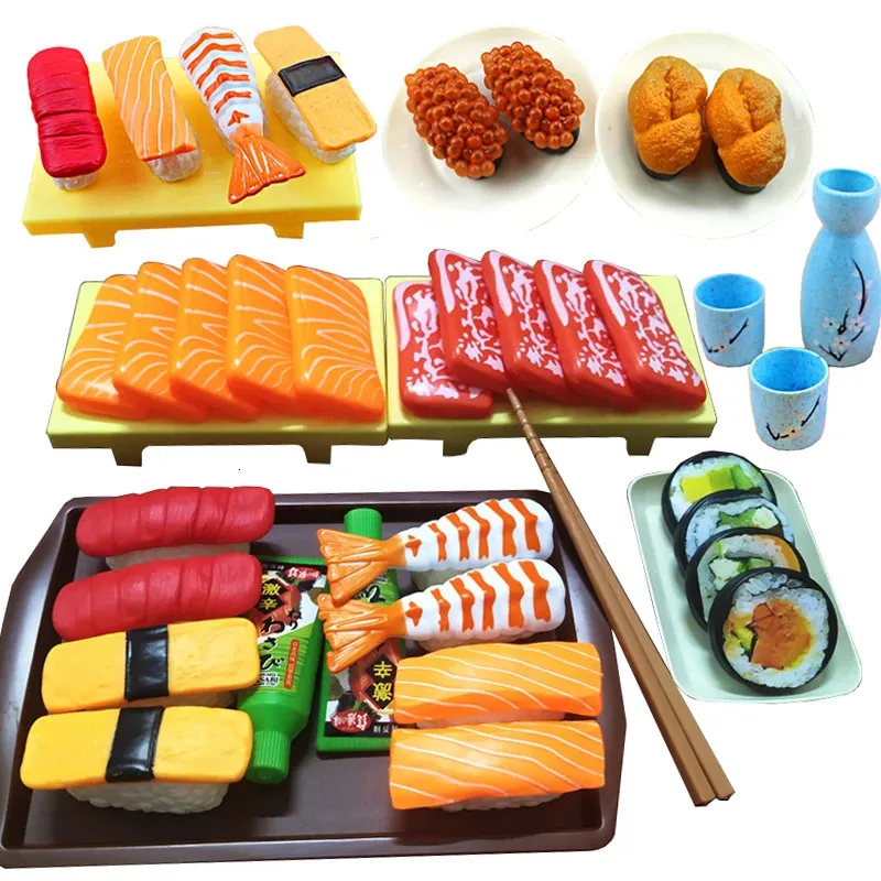 Kök spelar mat barn kök simulering grill japansk låtsas sushi tonfisk räkor wasabi sashimi leksak set tjej pojke matlagning leksaker 231213