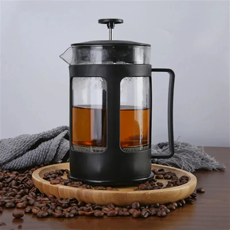 Cafeteras 350ML600ML800ML1000ML Fabricante de prensa francesa Filtro de té Brewer Coffeeware Teaware Glass Pot Hand Punch 231214