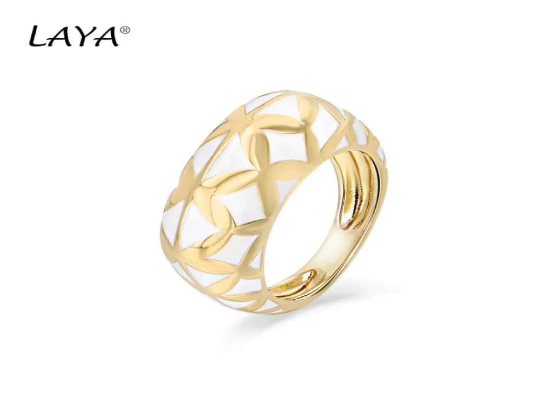 LAYA 925 Sterling Silver Band Rings For Women Fashion Simple Solid Geometry Design Color Enamel Party High Quality Original Modern7565277