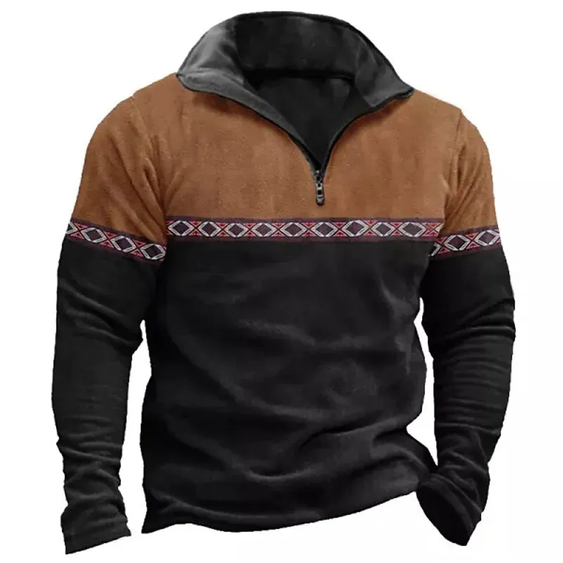 Mens Hoodies Sweatshirts 3D Totem Tryckt dragkedja tröja för män Löst överdimensionerad övre höst utomhus sportkläder högkvalitativa vintage kläder 231214