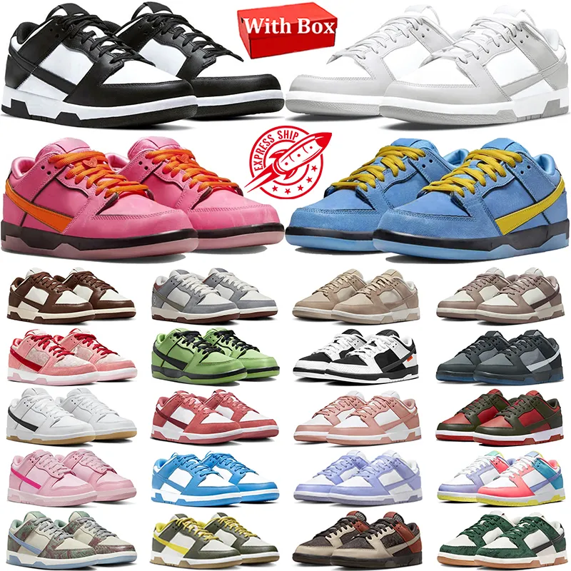 With Box Panda low running shoes men women kids Grey Fog White Blue Triple Pink Medium Olive Photon Dust Team Green GAI mens trainers outdoor sneakers