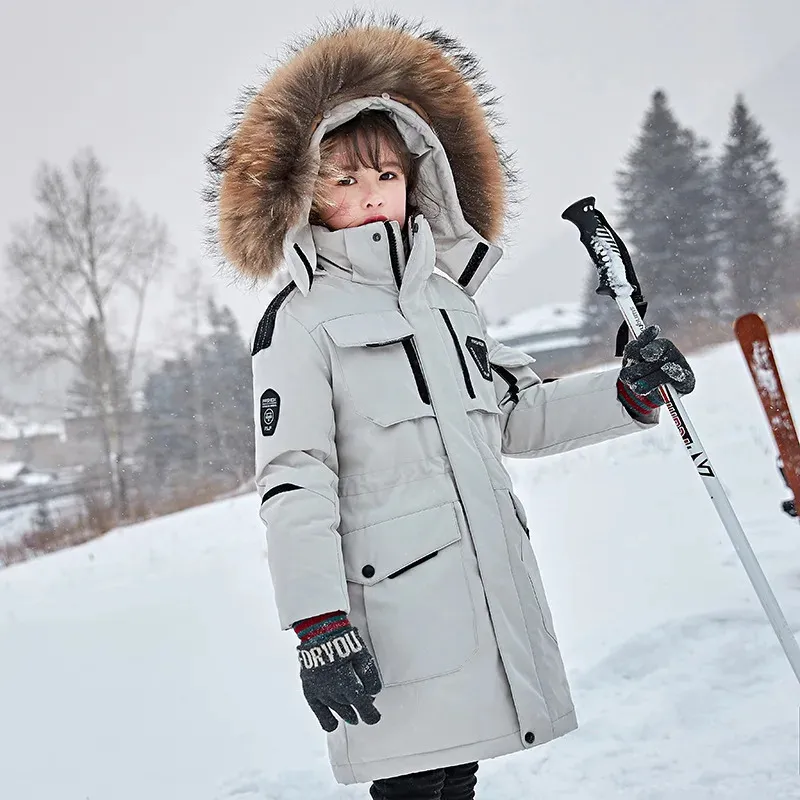 OLEKID -30 degrés russe hiver garçons doudoune à capuche col de fourrure filles manteau d'hiver 5-14 ans enfants adolescents neige vêtements d'extérieur 231214