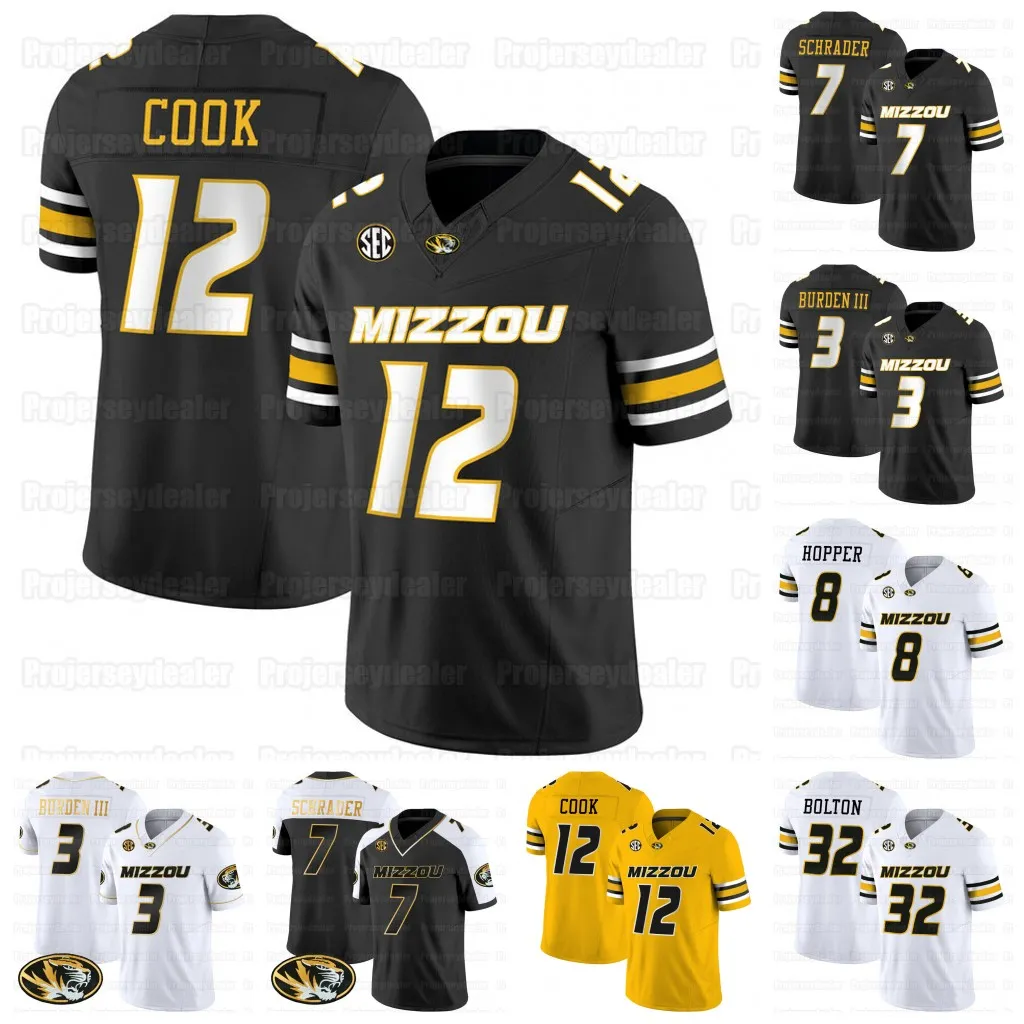 Missouri Tigers 2024 NCAA College voetbalshirts Brady Cook Nick Bolton Cody Schrader Luther Burden III Joseph Charleston Kris Abrams-Draine Sam Horn