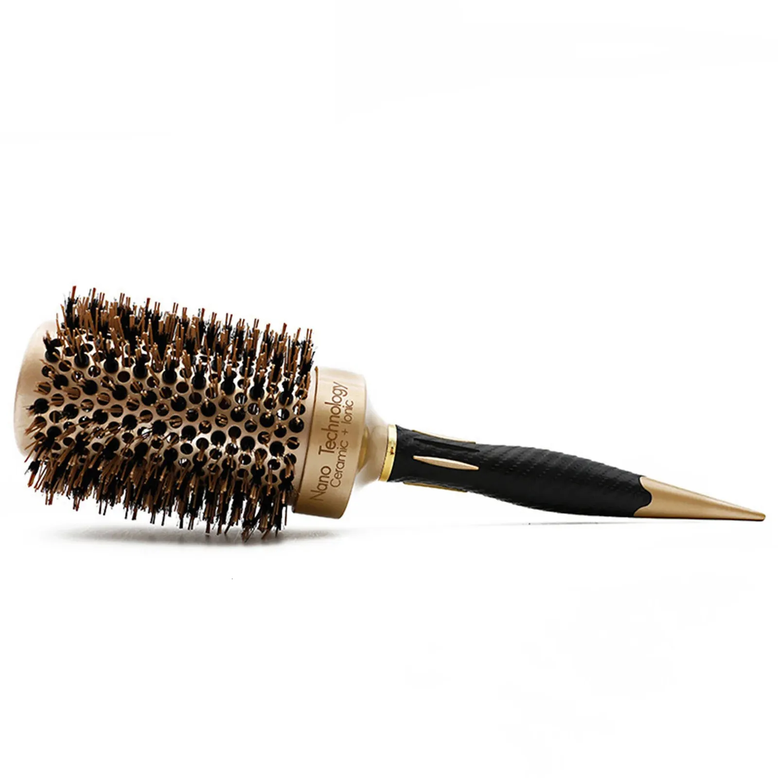 Hårrätare runda hårborste termisk borstkam Nano Techbology Heat Comb for Hair Curling rätning Styling 231213