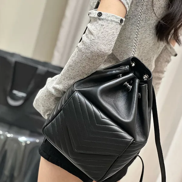 Designer de luxo mochila moda mulheres e homens saco de livro JOE Mini preto acolchoado couro de ovelha saco de prata hardware Crossbody Bag bolsa de ombro