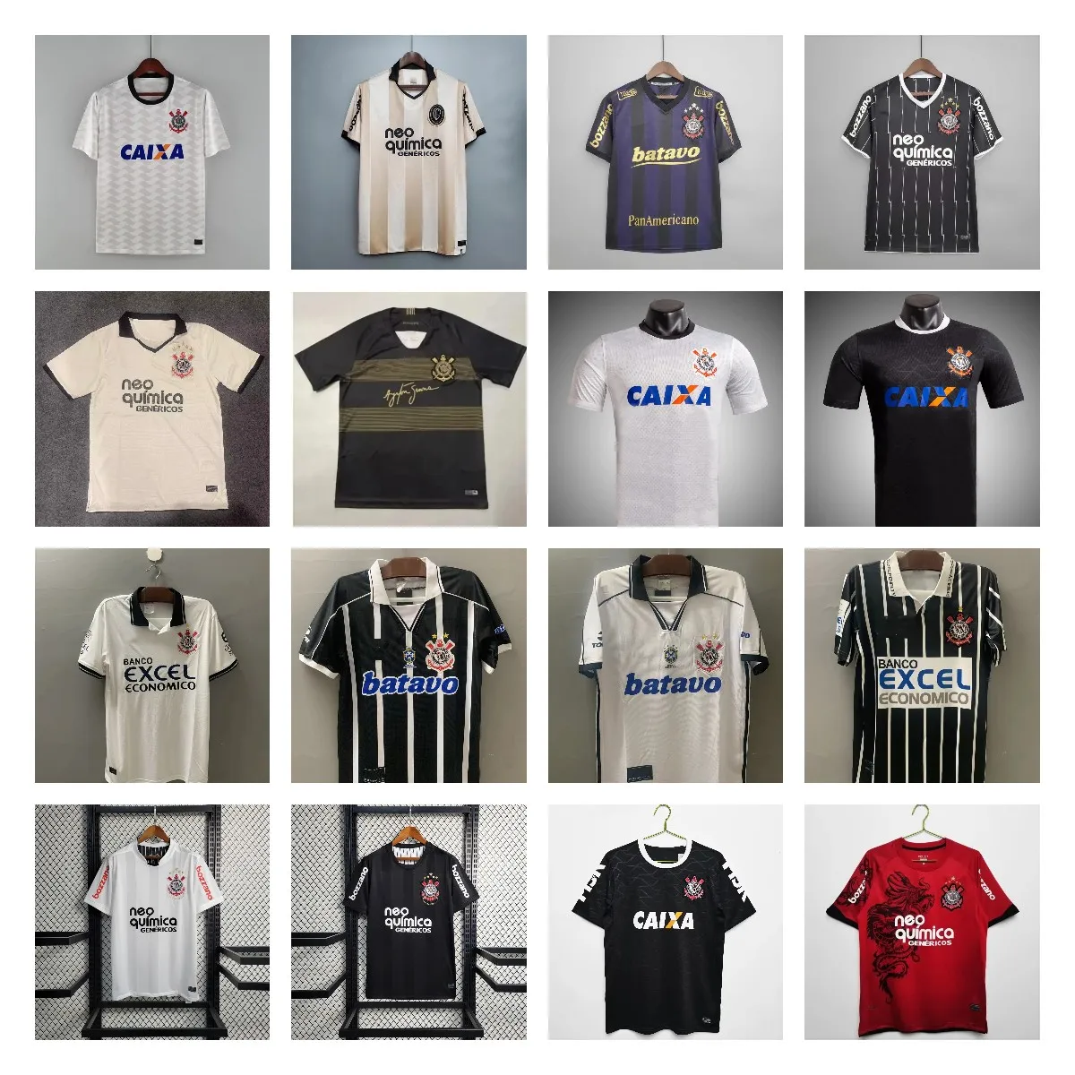 コリントサッカージャージPaulistaWillian Roger Guedes Camisetas de Futbol Gil Gabriel Balbuena Cassio Shird Retro 09 10 11 12 13 14 15 Augustoファンバージョン