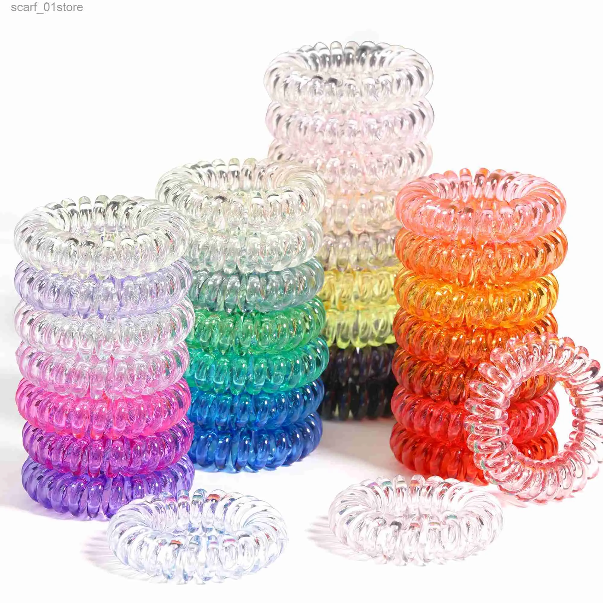 Headwear Hair Accessories Hair Ties Colorful Elastic Plastic Hair Band Rubber Telephone Cord Scrunchies Hair Accessories Headwear WholesaleL231214