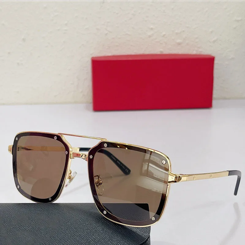 2024 Sezonowa marka męska marka Santos de Brand Okulary przeciwsłoneczne dla męskich damskich pilotów nowa metalowa rama kwadratowa UV400 Wyjazdowe okulary przeciwsłoneczne z oryginalnym pudełkiem CT0194