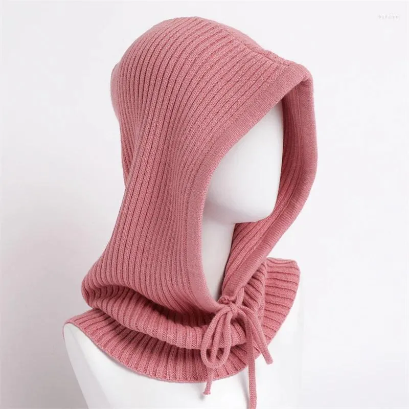 Sciarpe Inverno Caldo Collo di Lana Colletto con Coulisse Cappuccio Passamontagna Magic Stripe Sciarpa Lavorata a Maglia Berretto da Donna Solido Cofano Elastico Pullover Cap