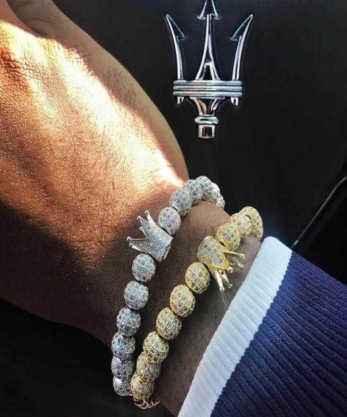 Mcllroy Charm Braceletwomenmengoldsilverbracelet Men Stainless Steel Beads Bracelets Crown Cubic Zirconia Bracelets Jewelry J5396338