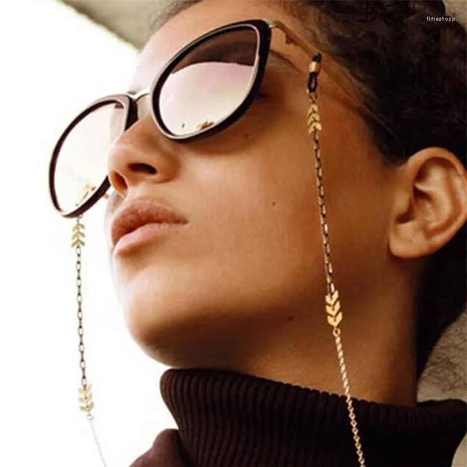 Solglasögon ramar mode pilkedja för glasögon skarvad metallmaskband lanyard kvinnor smycken tillbehör254d