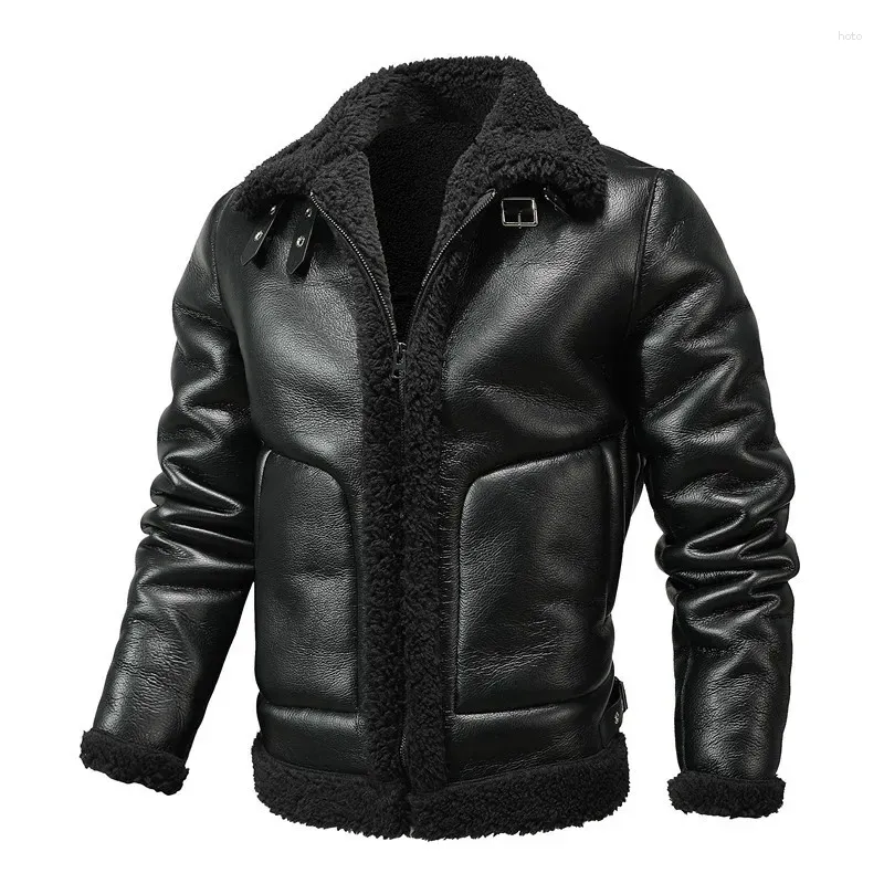 Мужские куртки 2023, осень/зима, большие размеры, плюшевая толстая теплая кожаная куртка, молодежная модная куртка из искусственной кожи, одежда пилота