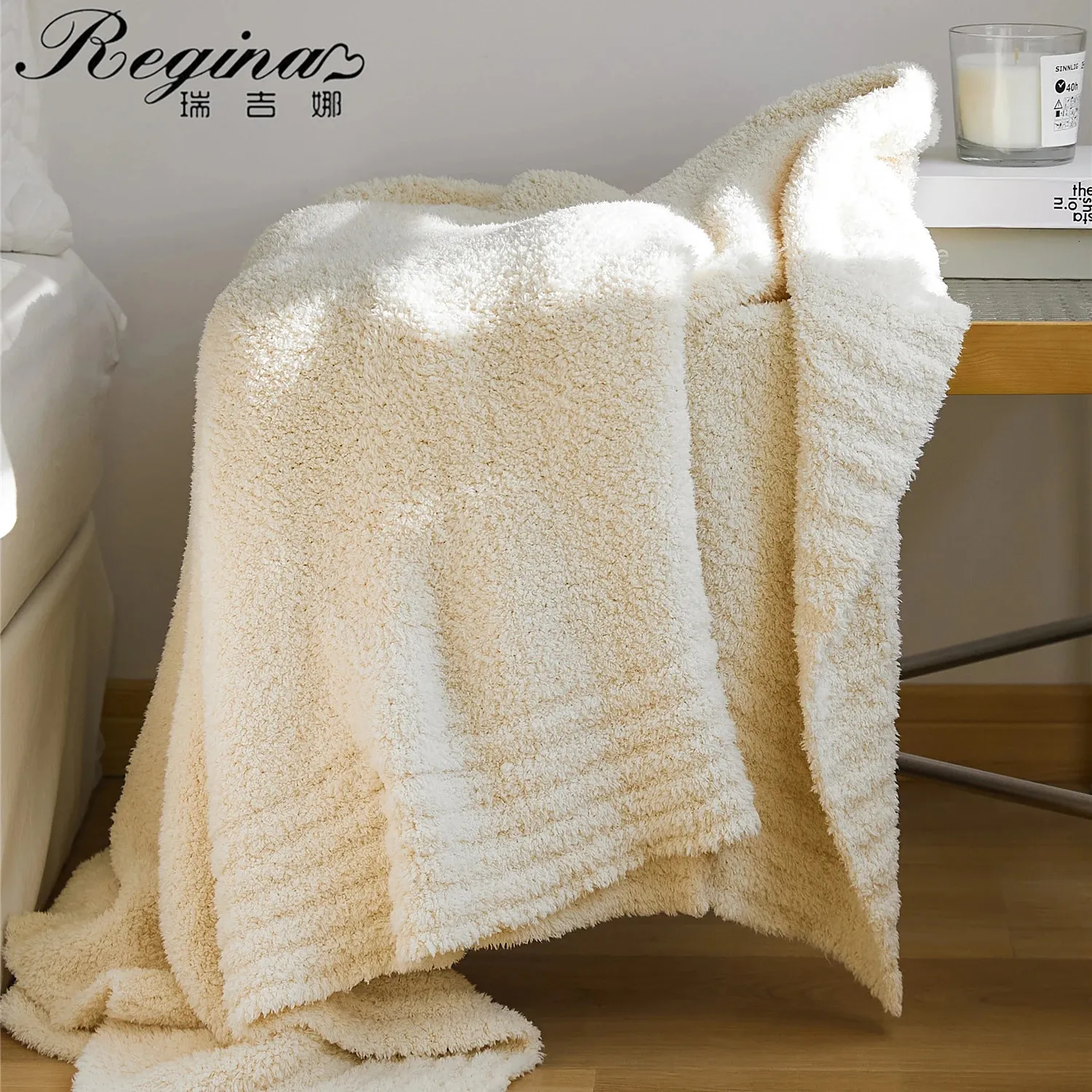 Couvertures REGINA marque floue Downy tricoté jeter couverture climatisation chambre canapé-lit respirant rayure poilu microfibre couette 231214