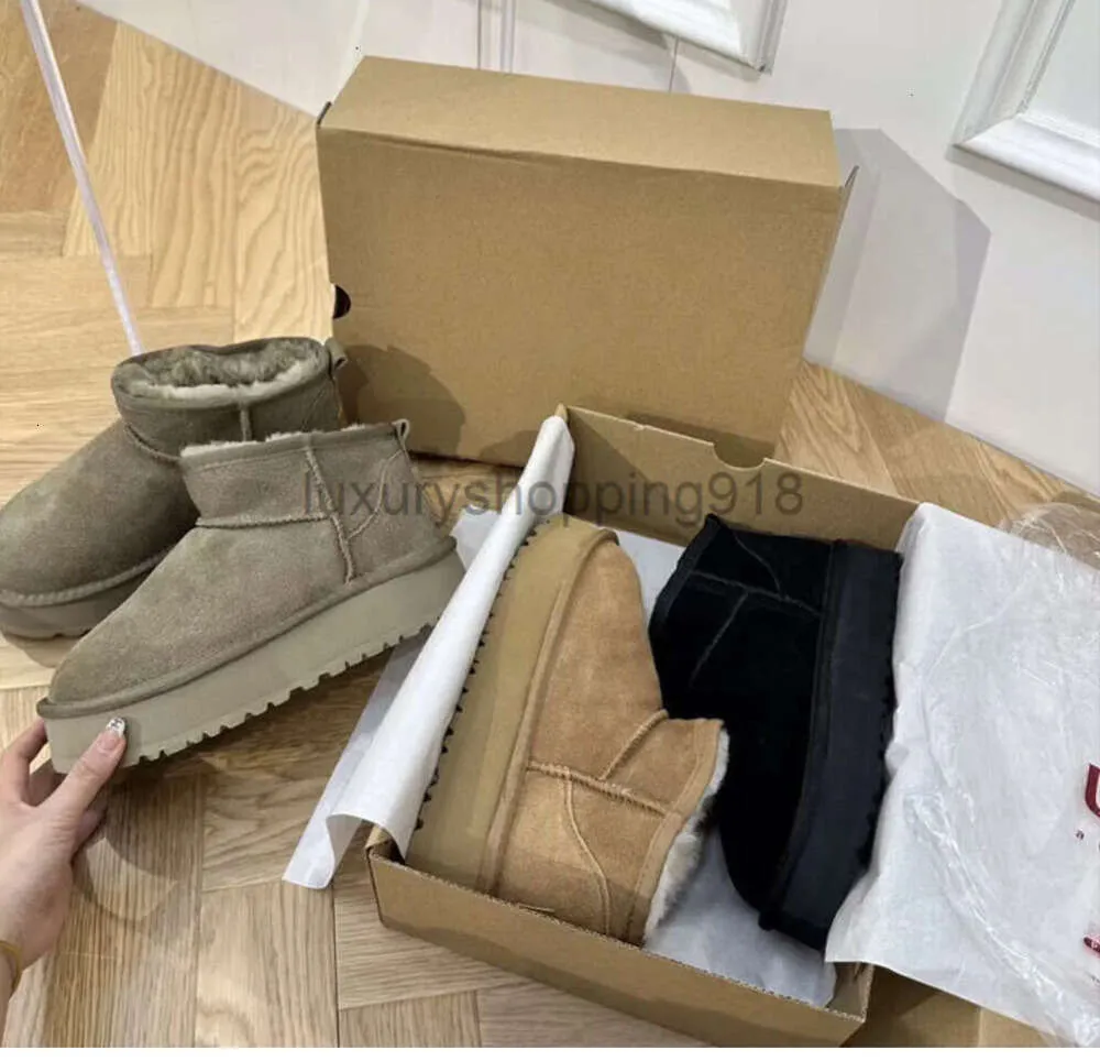 Designer Classic Ultra Mini Boots Snow Boot Platform Women Men Fur Sheepskin Tasman Tazz Chestnut Sand Mustard Seed Beige Driftwood Australian Winter Ankle shoeF 88